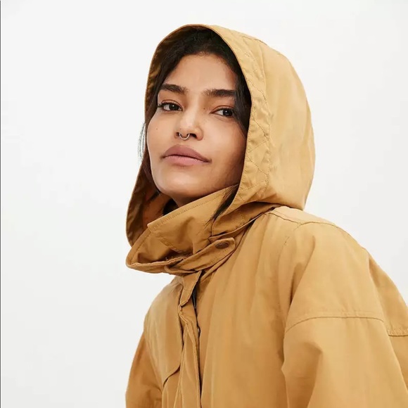 Urban Outfitters Silence + Noise Yellow Kelly 3/4 Sleeve Swing Anorak Jacket - Picture 5 of 13
